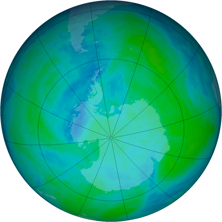 Antarctic ozone map for 04 January 1994